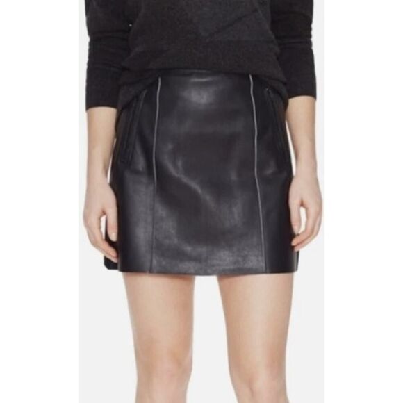 Vince Bitone Leather Mini Skirt Sz. 2 - Picture 1 of 10